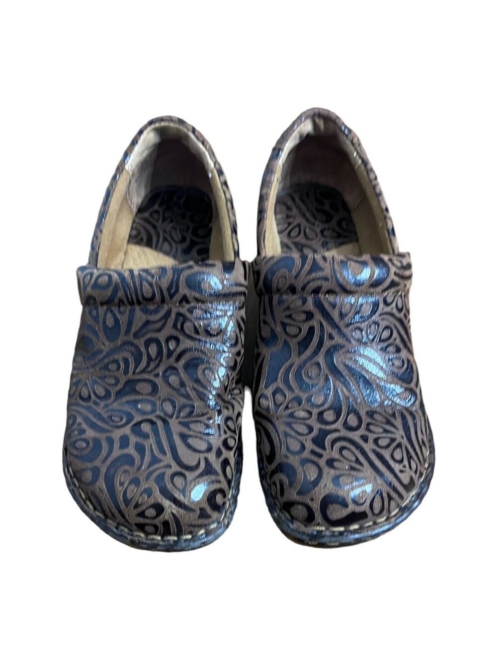 b.o.c. Born Concept Peggy Clog Brown Paisley Leather Shoe Office Women’s Size 8